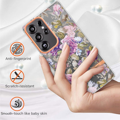 For Samsung Galaxy S25 Ultra 5G Flowers and Plants Series IMD TPU Phone Case(Purple Peony) - Galaxy S25 Ultra 5G Cases by PMC Jewellery | Online Shopping South Africa | PMC Jewellery | Buy Now Pay Later Mobicred