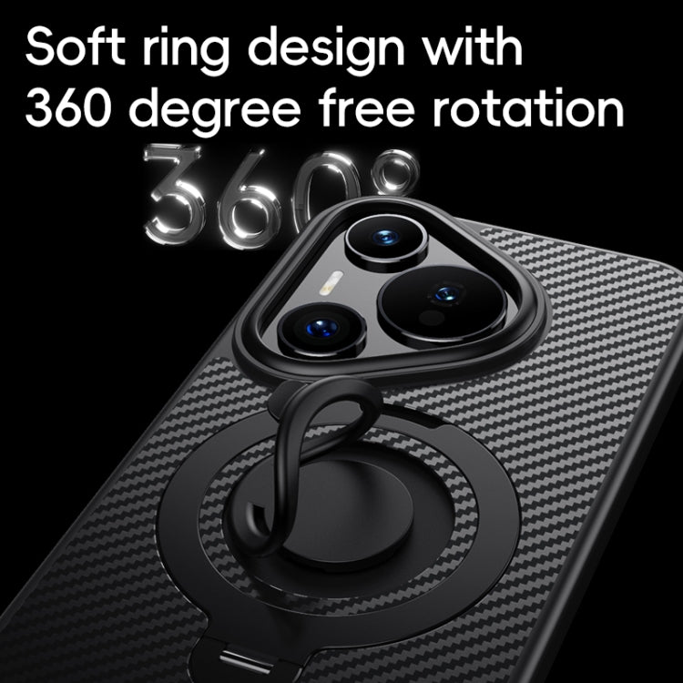 For Huawei Pura 70 Carbon Fiber MagSafe Phone Case with 360 Degree Rotating Holder(Black) - Huawei Cases by PMC Jewellery | Online Shopping South Africa | PMC Jewellery | Buy Now Pay Later Mobicred