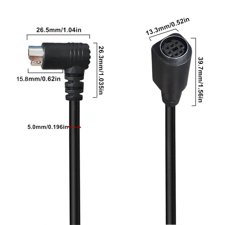 Mini DIN 7 Pin Core Audio / Video Cable, Length:3m(Male to Female Elbow) - Cables by PMC TechLife | Online Shopping South Africa | PMC TechLife | Buy Now Pay Later Mobicred