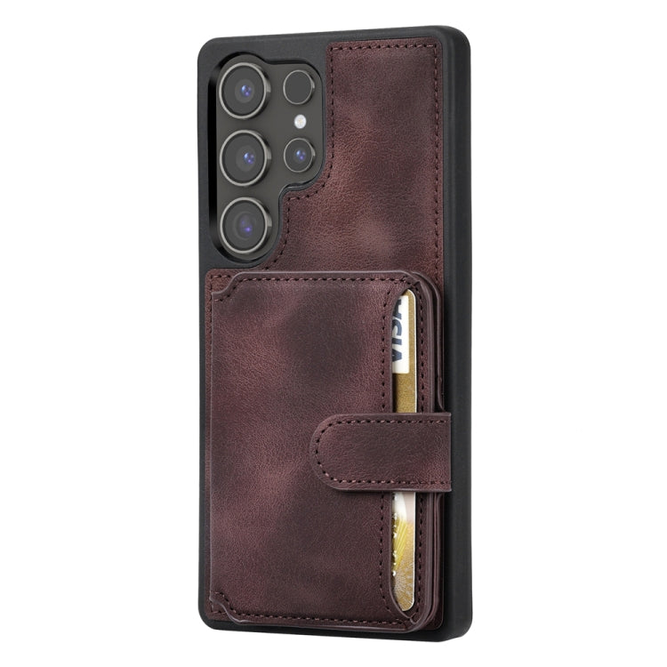 For Samsung Galaxy S25 Ultra 5G Skin Feel Dream RFID Anti-theft PU Card Bag Phone Case(Coffee) - Galaxy S25 Ultra 5G Cases by PMC Jewellery | Online Shopping South Africa | PMC Jewellery | Buy Now Pay Later Mobicred