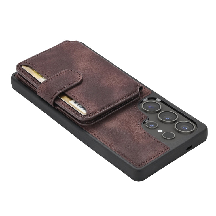 For Samsung Galaxy S25 Ultra 5G Skin Feel Dream RFID Anti-theft PU Card Bag Phone Case(Coffee) - Galaxy S25 Ultra 5G Cases by PMC Jewellery | Online Shopping South Africa | PMC Jewellery | Buy Now Pay Later Mobicred