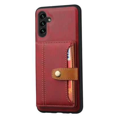 For Samsung Galaxy S25 5G Calfskin Card Slot TPU Hybrid PU Phone Case(Red) - Galaxy S25 5G Cases by PMC Jewellery | Online Shopping South Africa | PMC Jewellery | Buy Now Pay Later Mobicred