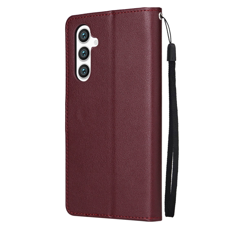 For Samsung Galaxy S25 5G 3-Card Slots Multifunctional Leather Phone Case(Wine Red) - Galaxy S25 5G Cases by PMC Jewellery | Online Shopping South Africa | PMC Jewellery | Buy Now Pay Later Mobicred