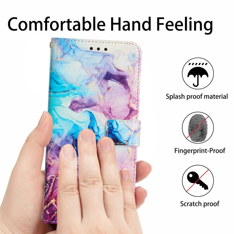 For Samsung Galaxy S25 5G Painted Marble Pattern Leather Phone Case(Pink Purple) - Galaxy S25 5G Cases by PMC Jewellery | Online Shopping South Africa | PMC Jewellery | Buy Now Pay Later Mobicred