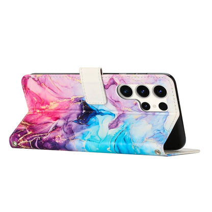 For Samsung Galaxy S25 Ultra 5G Painted Marble Pattern Leather Phone Case(Pink Purple) - Galaxy S25 Ultra 5G Cases by PMC Jewellery | Online Shopping South Africa | PMC Jewellery | Buy Now Pay Later Mobicred