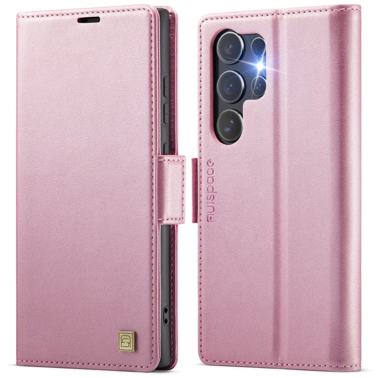 For Samsung Galaxy S25 Ultra 5G AutSpace A11 Side Buckle MagSafe Magnetic RFID Phone Leather Case(Rose Gold) - Galaxy S25 Ultra 5G Cases by AutSpace | Online Shopping South Africa | PMC Jewellery | Buy Now Pay Later Mobicred