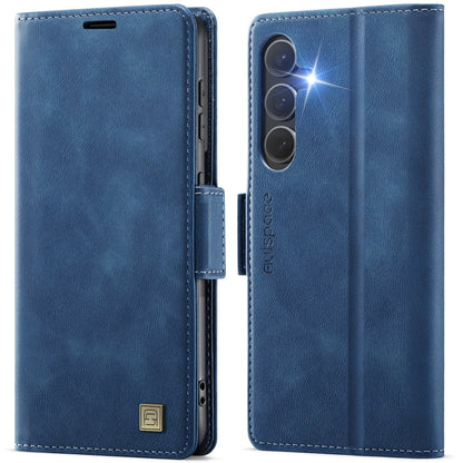 For Samsung Galaxy S25 5G AutSpace A11 Side Buckle MagSafe Magnetic RFID Phone Leather Case(Blue) - Galaxy S25 5G Cases by AutSpace | Online Shopping South Africa | PMC Jewellery | Buy Now Pay Later Mobicred