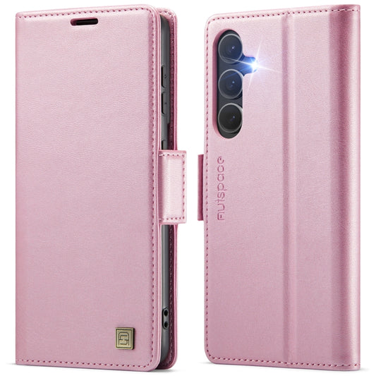 For Samsung Galaxy S25 5G AutSpace A11 Side Buckle MagSafe Magnetic RFID Phone Leather Case(Rose Gold) - Galaxy S25 5G Cases by AutSpace | Online Shopping South Africa | PMC Jewellery | Buy Now Pay Later Mobicred