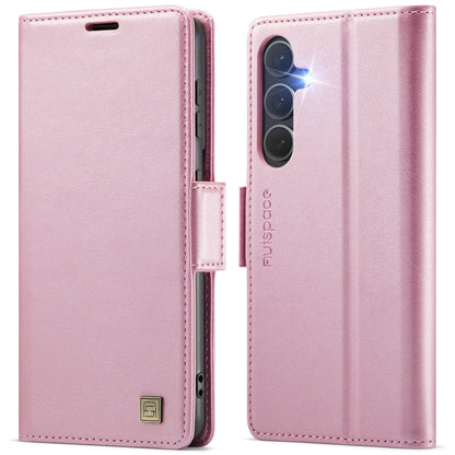 For Samsung Galaxy S25+ 5G AutSpace A11 Side Buckle MagSafe Magnetic RFID Phone Leather Case(Rose Gold) - Galaxy S25+ 5G Cases by AutSpace | Online Shopping South Africa | PMC Jewellery | Buy Now Pay Later Mobicred