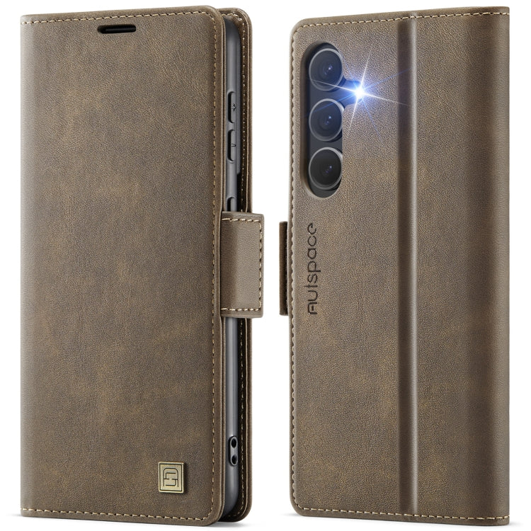 For Samsung Galaxy S25+ 5G AutSpace A11 Side Buckle MagSafe Magnetic RFID Phone Leather Case(Coffee) - Galaxy S25+ 5G Cases by AutSpace | Online Shopping South Africa | PMC Jewellery | Buy Now Pay Later Mobicred