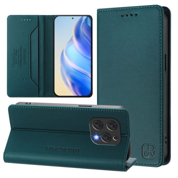 For DOOGEE N55 Plus RC01 Dual-Folded Magnetic Suction RFID Leather Phone Case(Dark Green) - Doogee Cases by PMC TechLife | Online Shopping South Africa | PMC TechLife | Buy Now Pay Later Mobicred