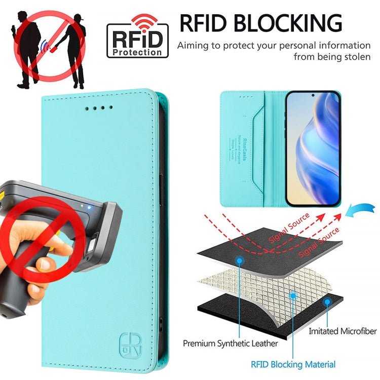 For Ulefone Note 14 RC01 Dual-Folded Magnetic Suction RFID Leather Phone Case(Mint Green) - Ulefone Cases by PMC TechLife | Online Shopping South Africa | PMC TechLife | Buy Now Pay Later Mobicred