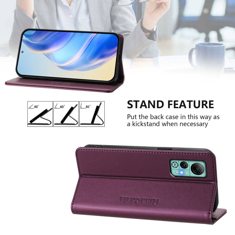 For Ulefone Note 14 RC01 Dual-Folded Magnetic Suction RFID Leather Phone Case(Violet) - Ulefone Cases by PMC TechLife | Online Shopping South Africa | PMC TechLife | Buy Now Pay Later Mobicred