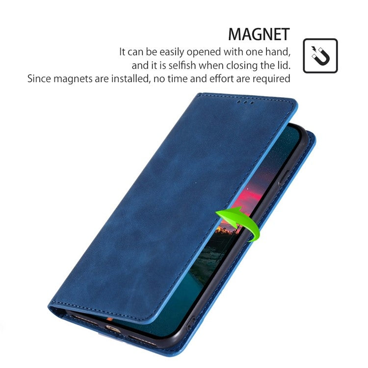 For Samsung Galaxy S25+ 5G Skin Feel Magnetic Leather Phone Case(Blue) - Galaxy S25+ 5G Cases by PMC Jewellery | Online Shopping South Africa | PMC Jewellery | Buy Now Pay Later Mobicred