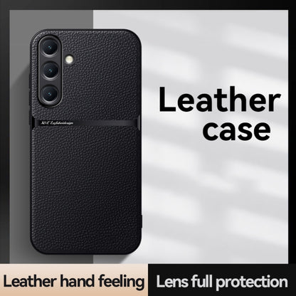 For Samsung Galaxy S25+ 5G Litchi Leather Magnetic Full Coverage Shockproof Phone Case(Black) - Galaxy S25+ 5G Cases by PMC Jewellery | Online Shopping South Africa | PMC Jewellery | Buy Now Pay Later Mobicred