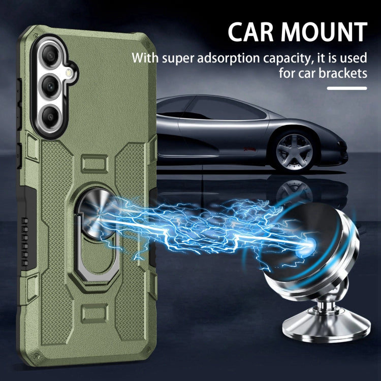 For Samsung Galaxy S25 5G Ring Holder Armor Hybrid Phone Case(Green) - Galaxy S25 5G Cases by PMC Jewellery | Online Shopping South Africa | PMC Jewellery | Buy Now Pay Later Mobicred