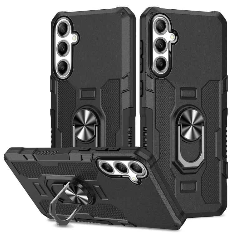 For Samsung Galaxy S25+ 5G Ring Holder Armor Hybrid Phone Case(Black) - Galaxy S25+ 5G Cases by PMC Jewellery | Online Shopping South Africa | PMC Jewellery | Buy Now Pay Later Mobicred
