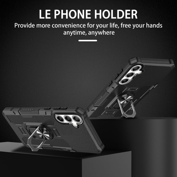 For Samsung Galaxy S25+ 5G Ring Holder Armor Hybrid Phone Case(Black) - Galaxy S25+ 5G Cases by PMC Jewellery | Online Shopping South Africa | PMC Jewellery | Buy Now Pay Later Mobicred