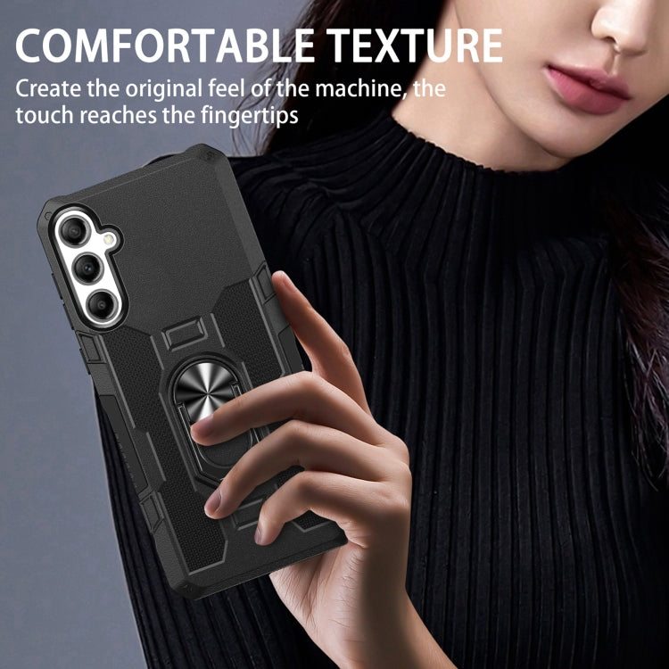 For Samsung Galaxy S25+ 5G Ring Holder Armor Hybrid Phone Case(Black) - Galaxy S25+ 5G Cases by PMC Jewellery | Online Shopping South Africa | PMC Jewellery | Buy Now Pay Later Mobicred