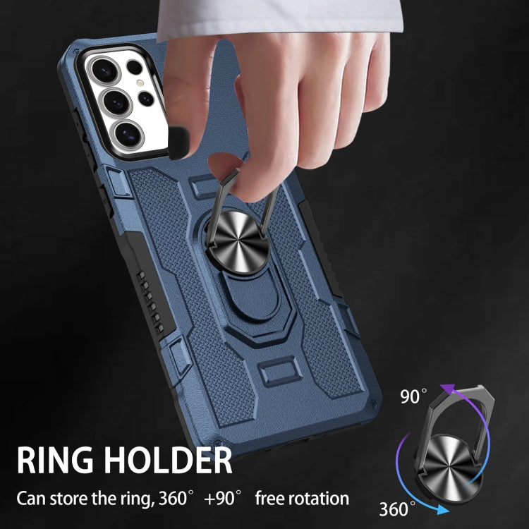 For Samsung Galaxy S25 Ultra 5G Ring Holder Armor Hybrid Phone Case(Blue) - Galaxy S25 Ultra 5G Cases by PMC Jewellery | Online Shopping South Africa | PMC Jewellery | Buy Now Pay Later Mobicred