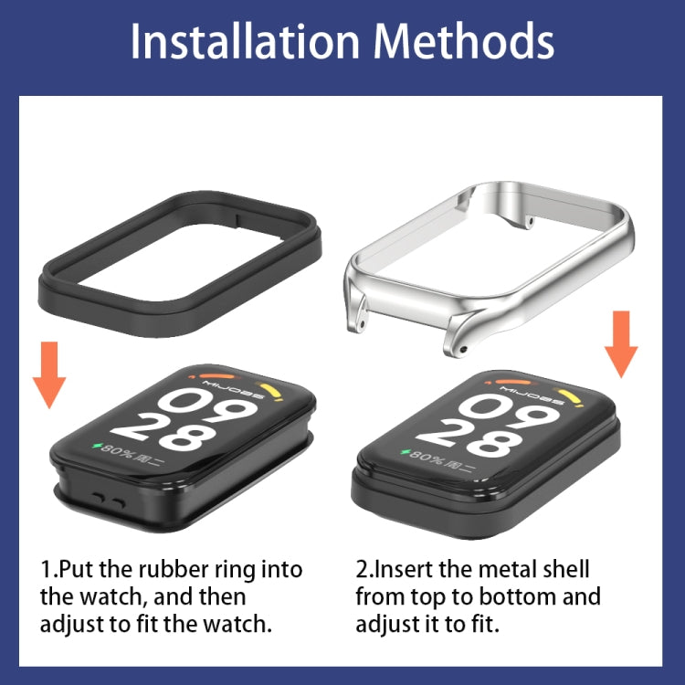 For Xiaomi Smart Band 9 Active / Redmi Band 3 Mijobs Metal Shell Nylon Loop Watch Band(Midnight Blue Black) - free shipping - PMc TechLife - Order now!