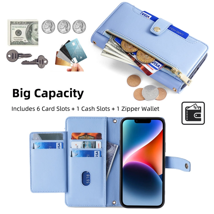 For Samsung Galaxy S25 Ultra 5G Sheep Texture Cross-body Zipper Wallet Leather Phone Case(Blue) - Galaxy S25 Ultra 5G Cases by PMC Jewellery | Online Shopping South Africa | PMC Jewellery | Buy Now Pay Later Mobicred