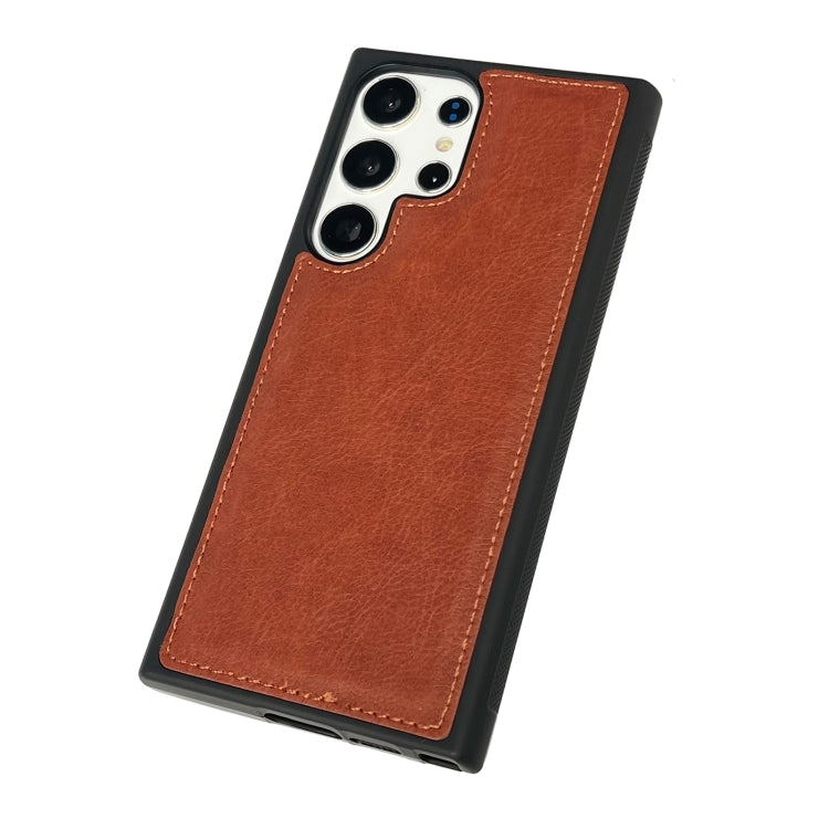 For Samsung Galaxy S25+ 5G Cowhide Texture Back Cover Phone Case(Brown) - Galaxy S25+ 5G Cases by PMC Jewellery | Online Shopping South Africa | PMC Jewellery | Buy Now Pay Later Mobicred