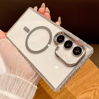 For Samsung Galaxy S25 5G Transparent MagSafe Phone Case with Lens Film(Grey) - Galaxy S25 5G Cases by PMC Jewellery | Online Shopping South Africa | PMC Jewellery | Buy Now Pay Later Mobicred