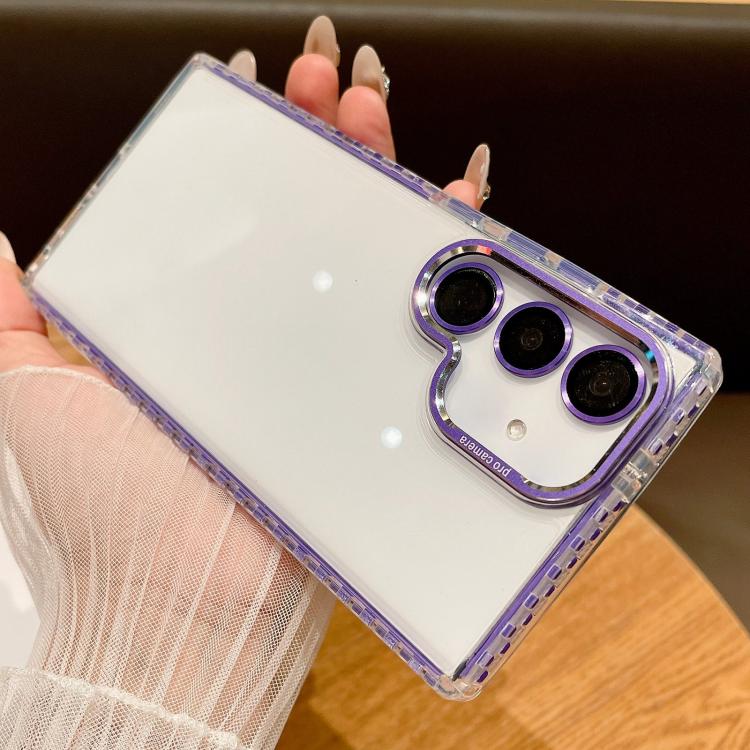 For Samsung Galaxy S25+ 5G Transparent Phone Case with Lens Film(Purple) - Galaxy S25+ 5G Cases by PMC Jewellery | Online Shopping South Africa | PMC Jewellery | Buy Now Pay Later Mobicred