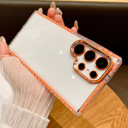 For Samsung Galaxy S25 Ultra 5G Transparent Phone Case with Lens Film(Orange) - Galaxy S25 Ultra 5G Cases by PMC Jewellery | Online Shopping South Africa | PMC Jewellery | Buy Now Pay Later Mobicred