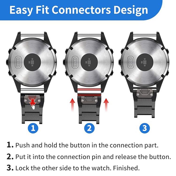 For Garmin 26mm Three-beads Titanium Alloy Push Buckle Metal Quick Release Watch Band(Silver) - free shipping - PMC TechLife - Order now!