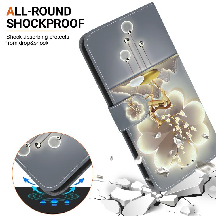 For iPhone 16e Crystal Texture Colored Drawing Leather Phone Case(Sika Deer) - iPhone 16e Cases by PMC TechLife | Online Shopping South Africa | PMC TechLife | Buy Now Pay Later Mobicred