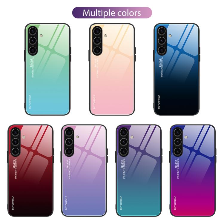 For Samsung Galaxy S25 5G Gradient Color Glass Phone Case(Pink Purple) - Galaxy S25 5G Cases by PMC Jewellery | Online Shopping South Africa | PMC Jewellery | Buy Now Pay Later Mobicred