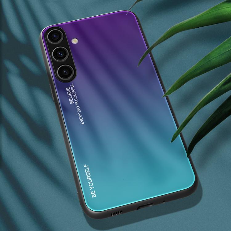 For Samsung Galaxy S25 5G Gradient Color Glass Phone Case(Aurora Blue) - Galaxy S25 5G Cases by PMC Jewellery | Online Shopping South Africa | PMC Jewellery | Buy Now Pay Later Mobicred