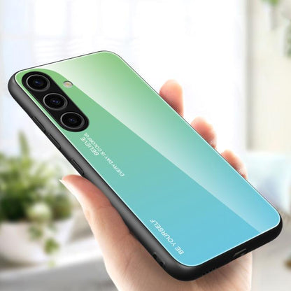 For Samsung Galaxy S25+ 5G Gradient Color Glass Phone Case(Green Cyan) - Galaxy S25+ 5G Cases by PMC Jewellery | Online Shopping South Africa | PMC Jewellery | Buy Now Pay Later Mobicred