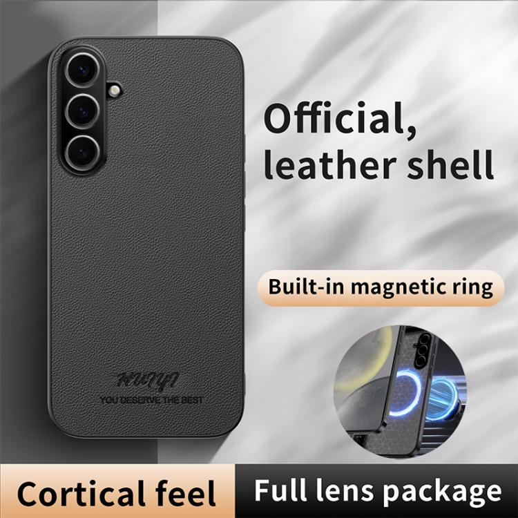 For Samsung Galaxy S25 5G HUIYI Leather Magnetic Phone Case(Grey) - Galaxy S25 5G Cases by PMC Jewellery | Online Shopping South Africa | PMC Jewellery | Buy Now Pay Later Mobicred