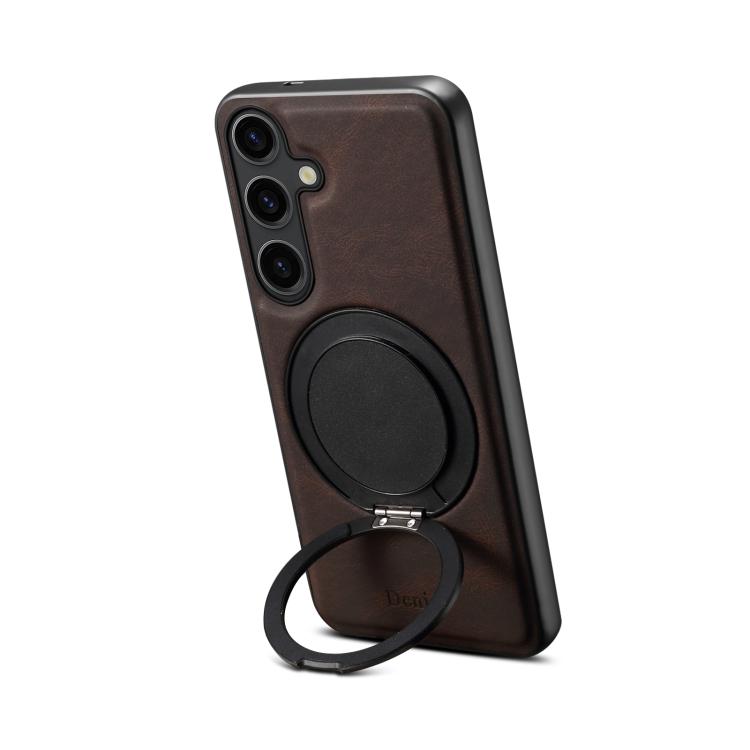 For Samsung Galaxy S25+ 5G Denior A14 Skin Feel Rotating Holder MagSafe Phone Case(Brown) - Galaxy S25+ 5G Cases by Denior | Online Shopping South Africa | PMC Jewellery | Buy Now Pay Later Mobicred