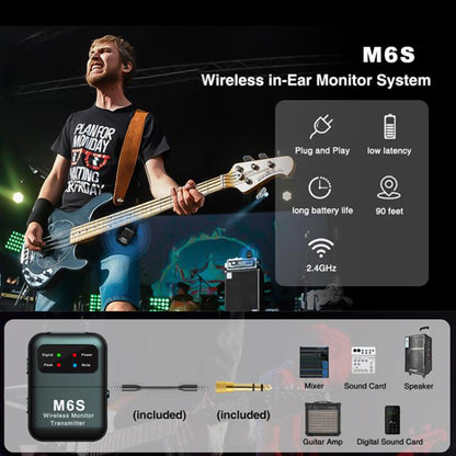 M6S Stereo Wireless In-Ear Monitor System 2.4G Transmitter & Receiver(Black) - Microphone by PMC Jewellery | Online Shopping South Africa | PMC Jewellery | Buy Now Pay Later Mobicred