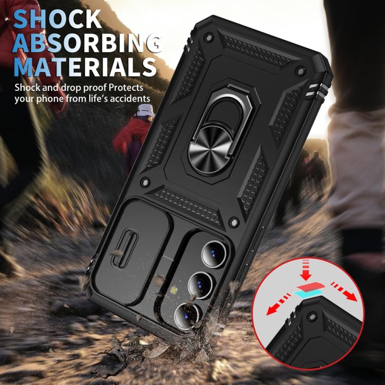 For Samsung Galaxy S25+ 5G Sliding Camshield TPU Hybrid PC Phone Case with Holder(Black) - Galaxy S25+ 5G Cases by PMC Jewellery | Online Shopping South Africa | PMC Jewellery | Buy Now Pay Later Mobicred