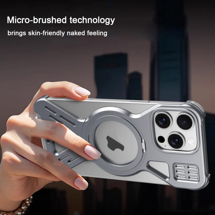 For iPhone 15 Armor 360 Holder Frameless Alloy MagSafe Phone Case(Black) - iPhone 15 Cases by PMc TechLife | Online Shopping South Africa | PMc TechLife | Buy Now Pay Later Mobicred
