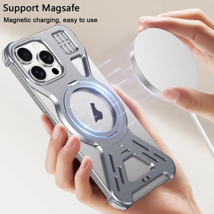 For iPhone 16 Pro Armor 360 Holder Frameless Alloy MagSafe Phone Case(Desert Gold) - iPhone 16 Pro Cases by PMc TechLife | Online Shopping South Africa | PMc TechLife | Buy Now Pay Later Mobicred