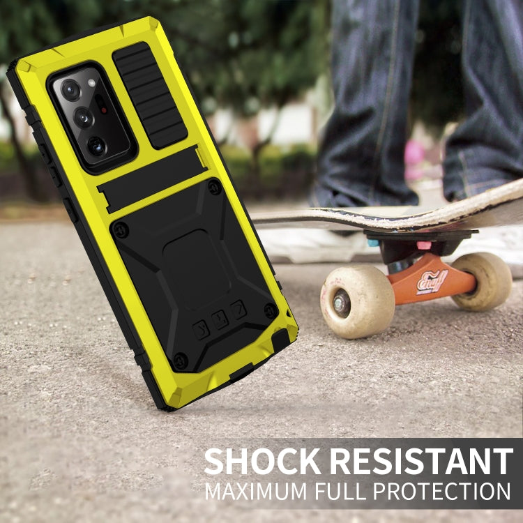 For Samsung Galaxy Note 20 R-JUST Shockproof Waterproof Dust-proof Metal + Silicone Protective Case with Holder(Yellow) - Galaxy Note20 Cases by R-JUST | Online Shopping South Africa | PMC TechLife | Buy Now Pay Later Mobicred