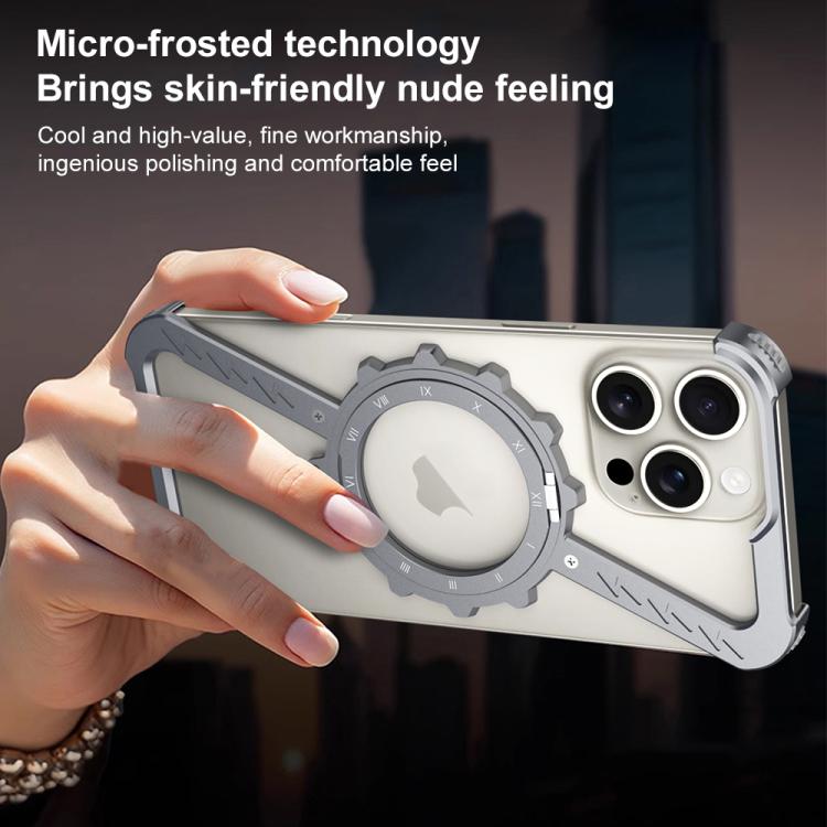 For iPhone 16 Pro Max Z-shaped Frameless Metal 360 Holder MagSafe Phone Case(Black) - iPhone 16 Pro Max Cases by PMc TechLife | Online Shopping South Africa | PMc TechLife | Buy Now Pay Later Mobicred