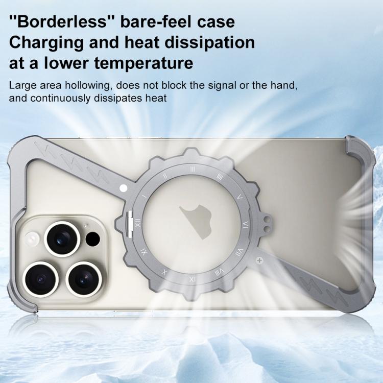 For iPhone 13 Pro Z-shaped Frameless Metal 360 Holder MagSafe Phone Case(Space Silver) - iPhone 13 Pro Cases by PMc TechLife | Online Shopping South Africa | PMc TechLife | Buy Now Pay Later Mobicred