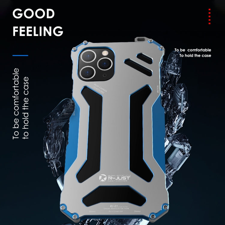 For iPhone 12 Pro Max R-JUST Shockproof Armor Metal Protective Case(Blue) - iPhone 12 Pro Max Cases by R-JUST | Online Shopping South Africa | PMC TechLife | Buy Now Pay Later Mobicred