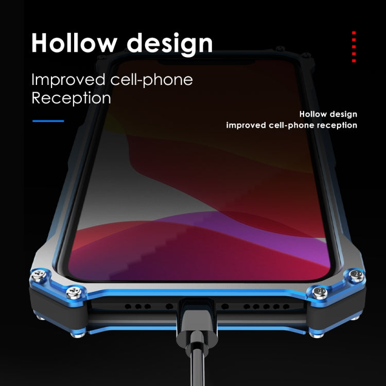 For iPhone 12 Pro Max R-JUST Shockproof Armor Metal Protective Case(Blue) - iPhone 12 Pro Max Cases by R-JUST | Online Shopping South Africa | PMC TechLife | Buy Now Pay Later Mobicred