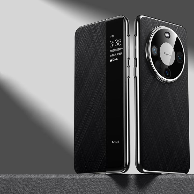 For Huawei Mate 60 Pro Smart View Window Plain Leather Paint PC Phone Case(Black) - Huawei Cases by PMC TechLife | Online Shopping South Africa | PMC TechLife | Buy Now Pay Later Mobicred