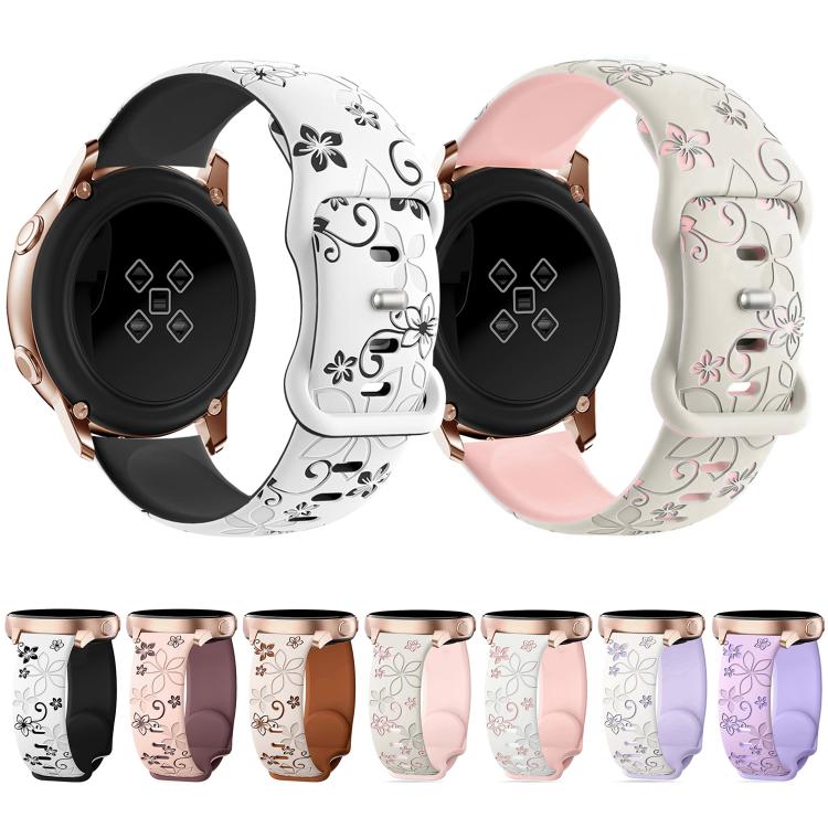 20mm Two Color Bauhinia Embossed Silicone Watch Band(White Pink) - 20mm Bands by PMc TechLife | Online Shopping South Africa | PMc TechLife | Buy Now Pay Later Mobicred