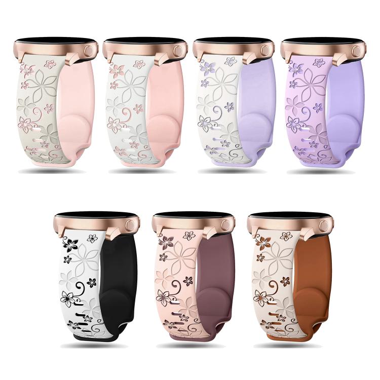 20mm Two Color Bauhinia Embossed Silicone Watch Band(Lavender+Violet) - free shipping - PMc TechLife - Order now!