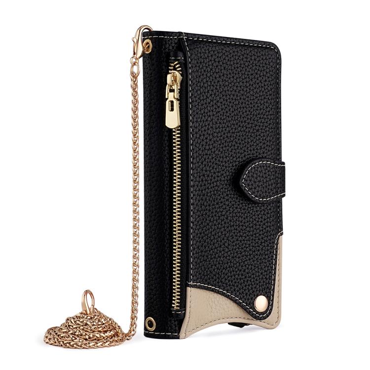 For Sharp Aquos wish4 Crossbody Chain Fishtail Litchi Leather Phone Case(Black) - More Brand by PMC TechLife | Online Shopping South Africa | PMC TechLife | Buy Now Pay Later Mobicred